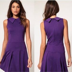 ASOS Ponti Dress With Peter Pan Collar Purple size 4 Sleeveless Dress NWOT